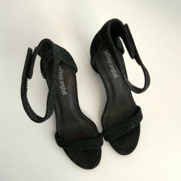 Jeffrey Campbell Laura Suede Snake Embossed Sandals Black 5 - Picture 10 of 11
